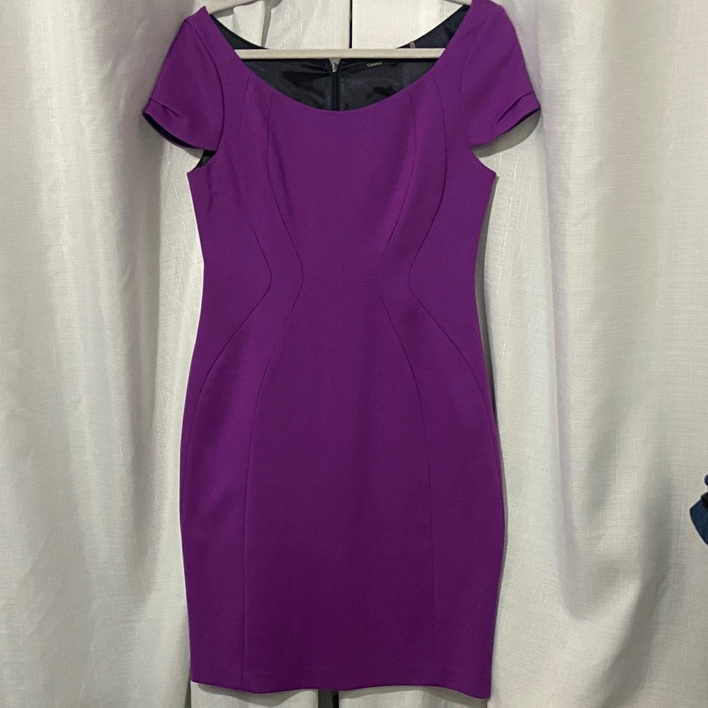 Tahari Chic Purple Cap Sleeve Mini Dress